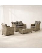 Mobili da giardino in resina intrecciata/alluminio moka porto-fino taupe - 4 pezzi