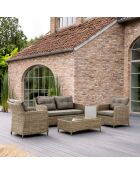 Mobili da giardino in resina intrecciata/alluminio moka porto-fino taupe - 4 pezzi
