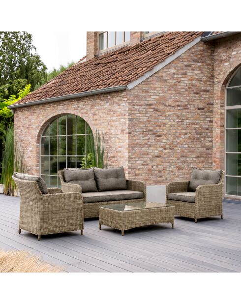 Muebles de jardín en resina tejida/aluminio moca porto-fino taupe - 4 piezas