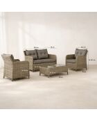 Mobili da giardino in resina intrecciata/alluminio moka porto-fino taupe - 4 pezzi