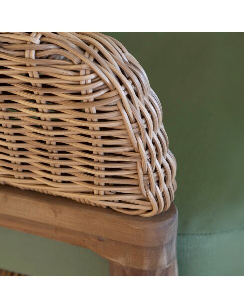 Muebles de jardín: madera, acacia, resina tejida, resina tejida, cojines, tela caqui, alhambra, beige/natural - 4 piezas