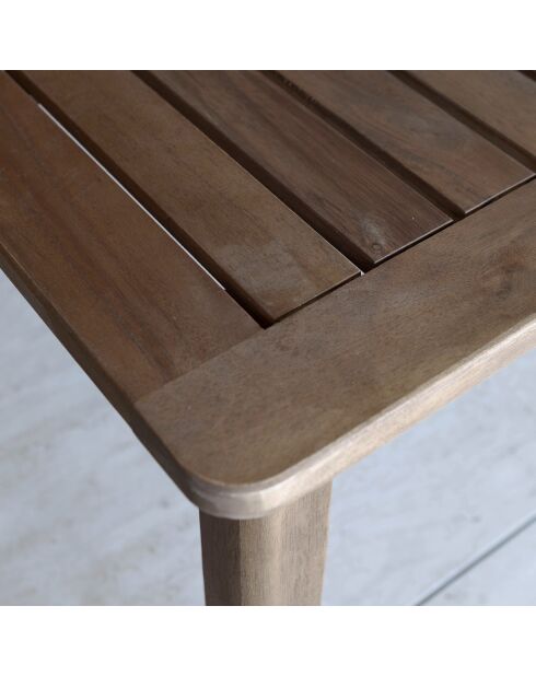 Muebles de jardín de madera de acacia con cojines caqui, 5 asientos, color palau natural/verde, 4 piezas