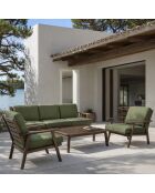 Mobili da giardino in legno di acacia con cuscini kaki 5 posti palau naturale/verde - 4 pezzi