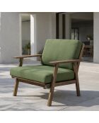 Mobili da giardino in legno di acacia con cuscini kaki 5 posti palau naturale/verde - 4 pezzi