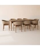 Ensemble table + 8 fauteuils de table acacia brun résine tressée alhambra naturel - 8 pièces