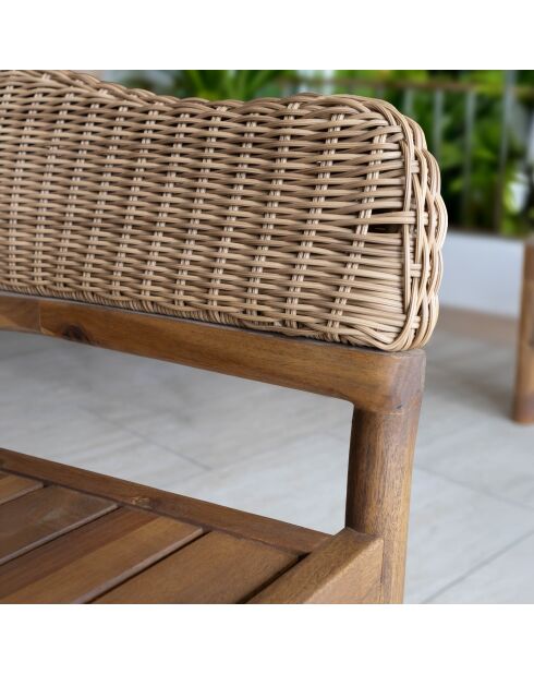 Ensemble table + 8 fauteuils de table acacia brun résine tressée alhambra naturel - 8 pièces