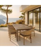 Ensemble table + 8 fauteuils de table acacia brun résine tressée alhambra naturel - 8 pièces