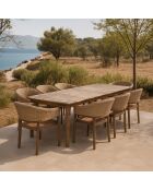 Ensemble table + 8 fauteuils de table acacia brun résine tressée alhambra naturel - 8 pièces