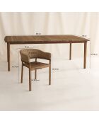 Ensemble table + 8 fauteuils de table acacia brun résine tressée alhambra naturel - 8 pièces