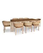 Ensemble table + 8 fauteuils de table acacia miel résine tressée alhambra naturel - 8 pièces