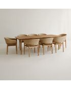 Ensemble table + 8 fauteuils de table acacia miel résine tressée alhambra naturel - 8 pièces