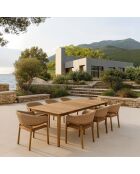 Ensemble table + 8 fauteuils de table acacia miel résine tressée alhambra naturel - 8 pièces