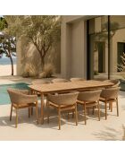 Ensemble table + 8 fauteuils de table acacia miel résine tressée alhambra naturel - 8 pièces