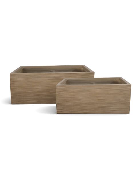 Set di 2 vasi rettangolari in terracotta marrone Comporta in fibra di argilla