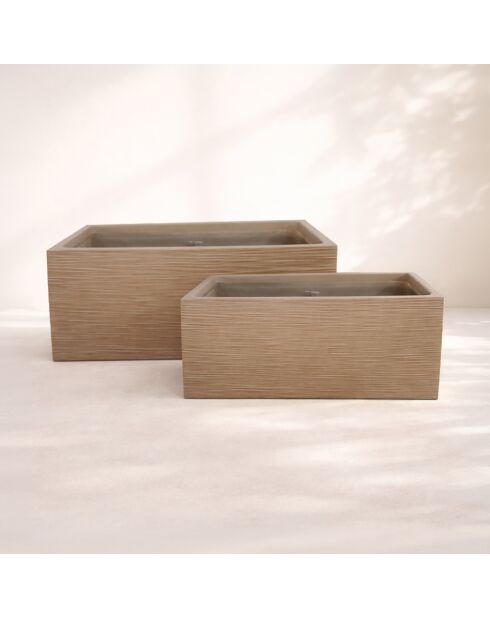 Set di 2 vasi rettangolari in terracotta marrone Comporta in fibra di argilla