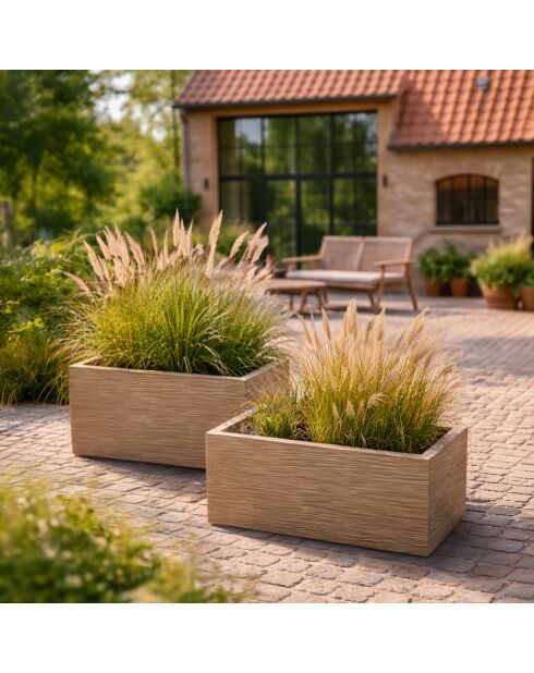 Set di 2 vasi rettangolari in terracotta marrone Comporta in fibra di argilla
