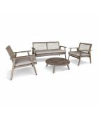 Muebles de jardín en madera de acacia envejecida, con cuerda de masilla y cojines edén naturales, 4 piezas