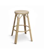 Tabouret bar exterieur textilene aluminium aspect rotin amalfi beige/naturel - 46x74 cm