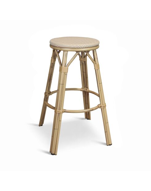 Tabouret bar exterieur textilene aluminium aspect rotin amalfi beige/naturel - 46x74 cm