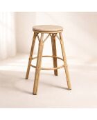 Tabouret bar exterieur textilene aluminium aspect rotin amalfi beige/naturel - 46x74 cm