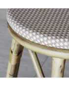 Tabouret bar exterieur textilene aluminium aspect rotin amalfi beige/naturel - 46x74 cm