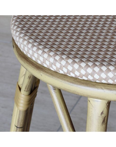 Tabouret bar exterieur textilene aluminium aspect rotin amalfi beige/naturel - 46x74 cm