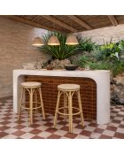 Tabouret bar exterieur textilene aluminium aspect rotin amalfi beige/naturel - 46x74 cm