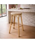 Tabouret bar exterieur textilene aluminium aspect rotin amalfi beige/naturel - 46x74 cm