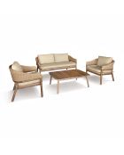 Mobili da giardino in legno di acacia + cuscini in resina intrecciata beige alhambra beige/naturale - 4 pezzi