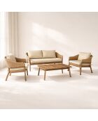 Mobili da giardino in legno di acacia + cuscini in resina intrecciata beige alhambra beige/naturale - 4 pezzi