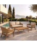 Mobili da giardino in legno di acacia + cuscini in resina intrecciata beige alhambra beige/naturale - 4 pezzi