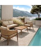 Mobili da giardino in legno di acacia + cuscini in resina intrecciata beige alhambra beige/naturale - 4 pezzi