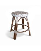 Tabouret bas en textilene noisette aluminium effet rotin scala beige/naturel - 38x49cm