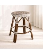 Tabouret bas en textilene noisette aluminium effet rotin scala beige/naturel - 38x49cm
