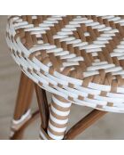 Tabouret bas en textilene noisette aluminium effet rotin scala beige/naturel - 38x49cm