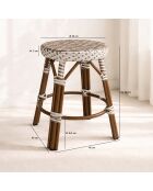 Tabouret bas en textilene noisette aluminium effet rotin scala beige/naturel - 38x49cm