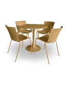 Ensemble table + 4 fauteuils de table outdoor en polypropylène et métal ocre montauk jaune - 5 pièces