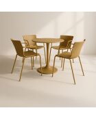 Ensemble table + 4 fauteuils de table outdoor en polypropylène et métal ocre montauk jaune - 5 pièces