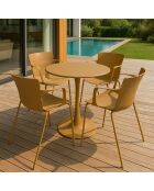 Ensemble table + 4 fauteuils de table outdoor en polypropylène et métal ocre montauk jaune - 5 pièces