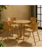 Ensemble table + 4 fauteuils de table outdoor en polypropylène et métal ocre montauk jaune - 5 pièces