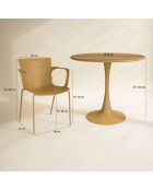 Ensemble table + 4 fauteuils de table outdoor en polypropylène et métal ocre montauk jaune - 5 pièces