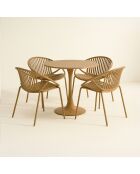 Ensemble table + 4 fauteuils de table en polypropylène et métal ocre calypso jaune - 5 pièces