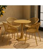Ensemble table + 4 fauteuils de table en polypropylène et métal ocre calypso jaune - 5 pièces