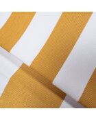 Salon de jardin en acier blanc tissu rayé blanc et bouton d'or positano blanc/jaune - 4 pièces
