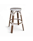 Barhocker für den Außenbereich aus Textilen, Haselnuss, Aluminium, Rattaneffekt, Scala, Beige/Natur, 46 x 74 cm