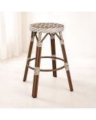 Barhocker für den Außenbereich aus Textilen, Haselnuss, Aluminium, Rattaneffekt, Scala, Beige/Natur, 46 x 74 cm