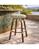 Barhocker für den Außenbereich aus Textilen, Haselnuss, Aluminium, Rattaneffekt, Scala, Beige/Natur, 46 x 74 cm