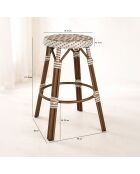 Barhocker für den Außenbereich aus Textilen, Haselnuss, Aluminium, Rattaneffekt, Scala, Beige/Natur, 46 x 74 cm
