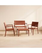 Salon de jardin en polypropylène couleur brique patio terracotta - 4 pièces
