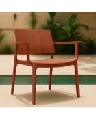 Salon de jardin en polypropylène couleur brique patio terracotta - 4 pièces